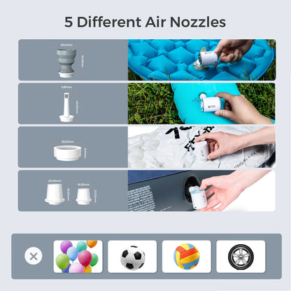 FLEXTAIL Portable Air Pump, Mini Camping Pump with Light, USB-C Charging, Ideal for Sleeping Pads, Air Bed Mattress, Vacuum Bags