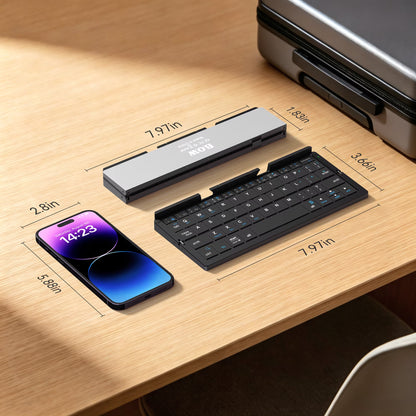 Foldable Bluetooth Keyboard with Magnetic Stand,Mini Keyboard for Tablet,Phones.Travel(Black）