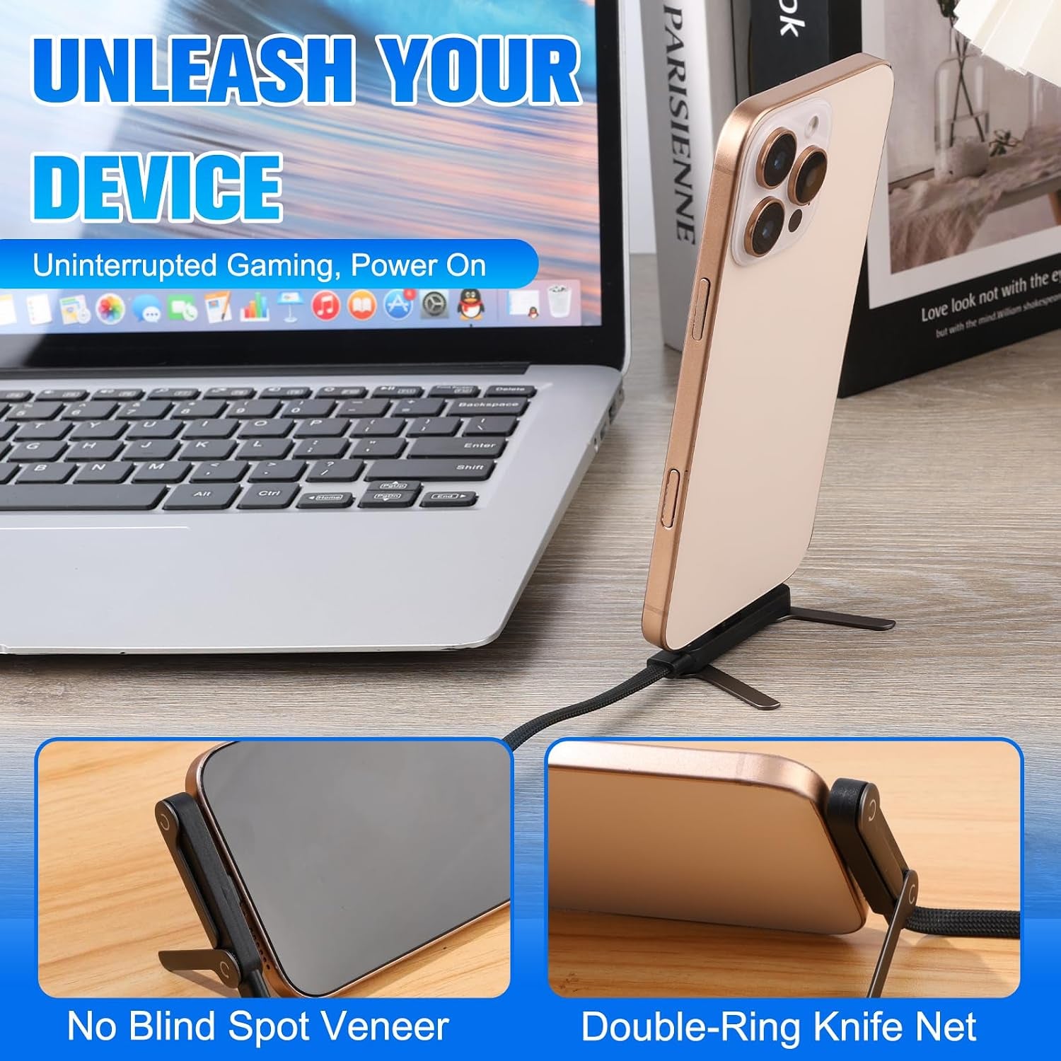 Sideways Phone Charger, 2 in 1 Invisible Holder Charger Cable, 240W Braided Fast Charge Cable with Built-In Phone Stand, 240W Fast Charging Cable for Smartphones Tablets