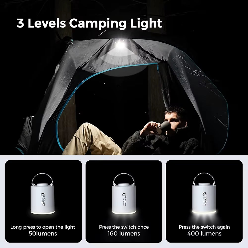 FLEXTAIL Portable Air Pump, Mini Camping Pump with Light, USB-C Charging, Ideal for Sleeping Pads, Air Bed Mattress, Vacuum Bags