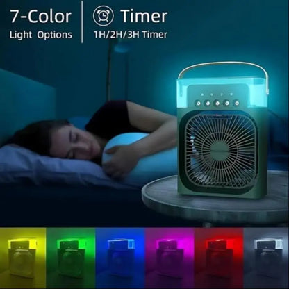 5-Hole Mist Cooling Multifunctional Misting Fan with 600ML Water Tank, 3 Mist Modes & 3 Speed Settings Fan with 7-Color LED Light, Portable Mini Fan for Desk & Outdoor Use
