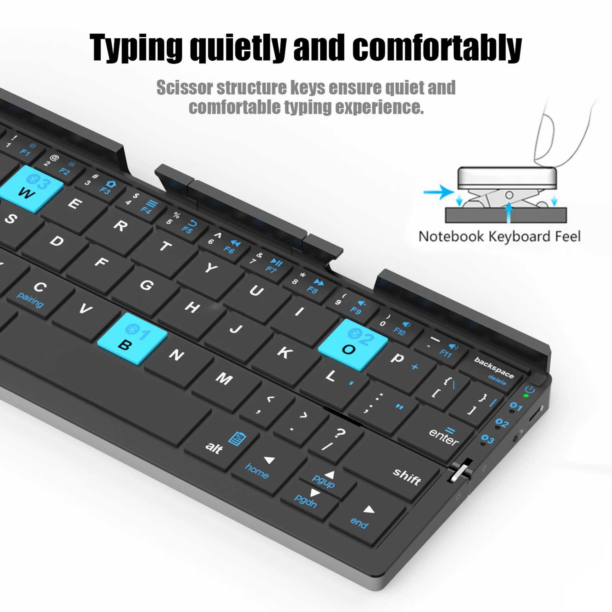 Foldable Bluetooth Keyboard with Magnetic Stand,Mini Keyboard for Tablet,Phones.Travel(Black）