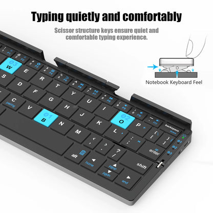 Foldable Bluetooth Keyboard with Magnetic Stand,Mini Keyboard for Tablet,Phones.Travel(Black）