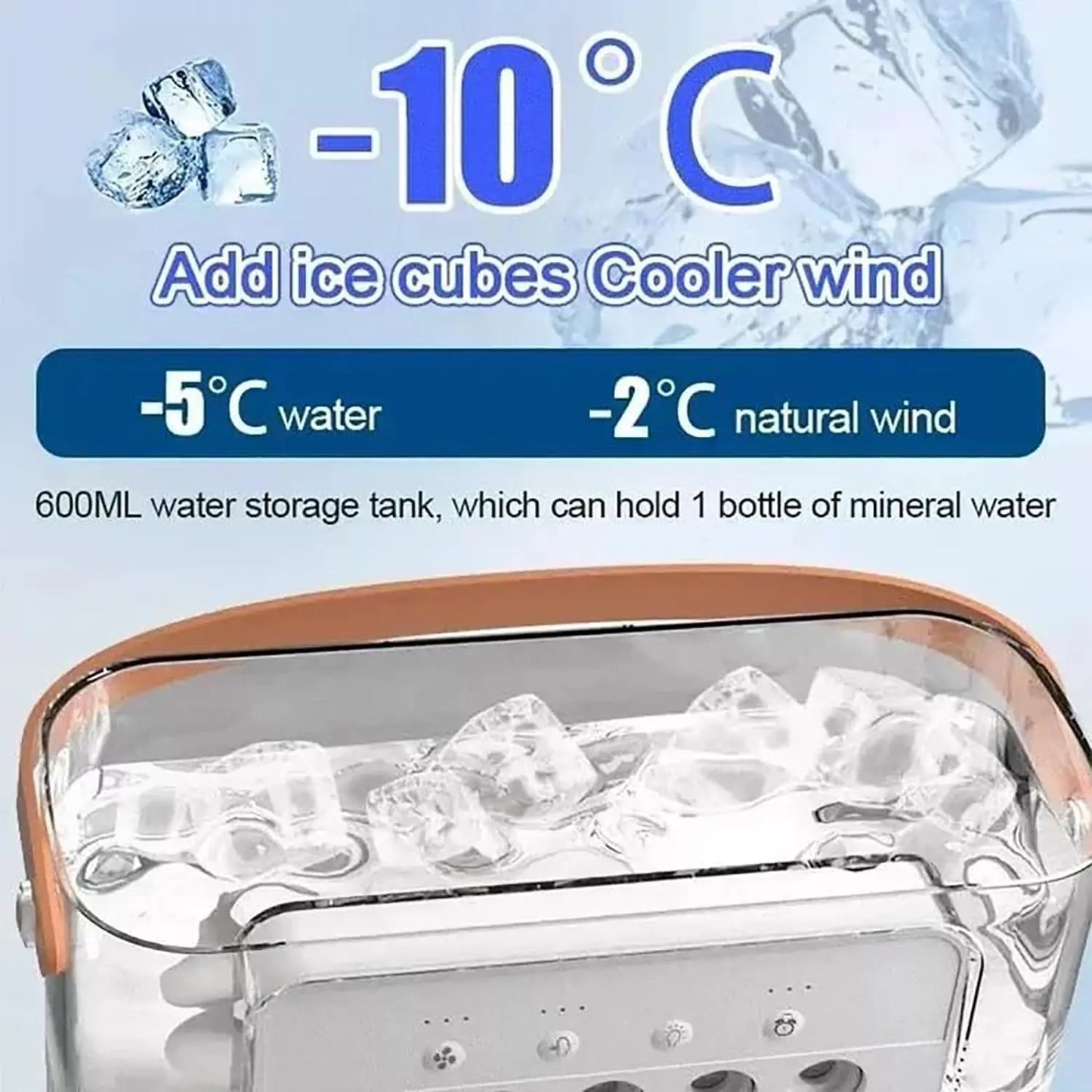 5-Hole Mist Cooling Multifunctional Misting Fan with 600ML Water Tank, 3 Mist Modes & 3 Speed Settings Fan with 7-Color LED Light, Portable Mini Fan for Desk & Outdoor Use