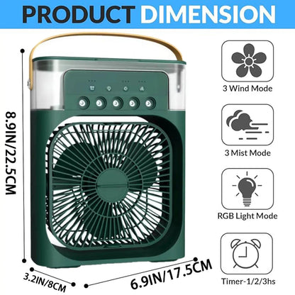 5-Hole Mist Cooling Multifunctional Misting Fan with 600ML Water Tank, 3 Mist Modes & 3 Speed Settings Fan with 7-Color LED Light, Portable Mini Fan for Desk & Outdoor Use