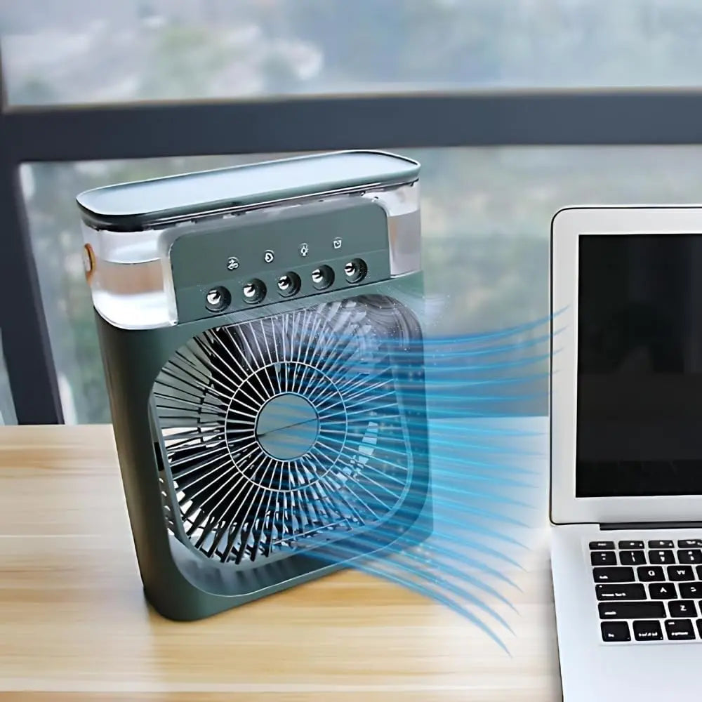5-Hole Mist Cooling Multifunctional Misting Fan with 600ML Water Tank, 3 Mist Modes & 3 Speed Settings Fan with 7-Color LED Light, Portable Mini Fan for Desk & Outdoor Use