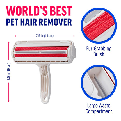 Chom Chom Roller Pet Hair Remover and Reusable Lint Roller - Chomchom Cat and Dog Hair Remover for Furniture, Couch, Carpet, Clothing and Bedding