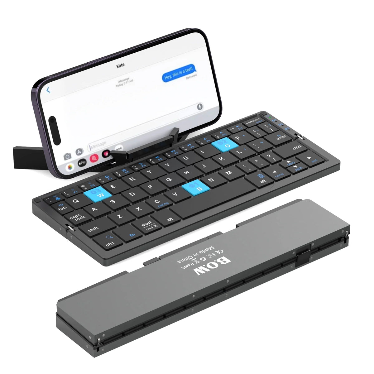 Foldable Bluetooth Keyboard with Magnetic Stand,Mini Keyboard for Tablet,Phones.Travel(Black）
