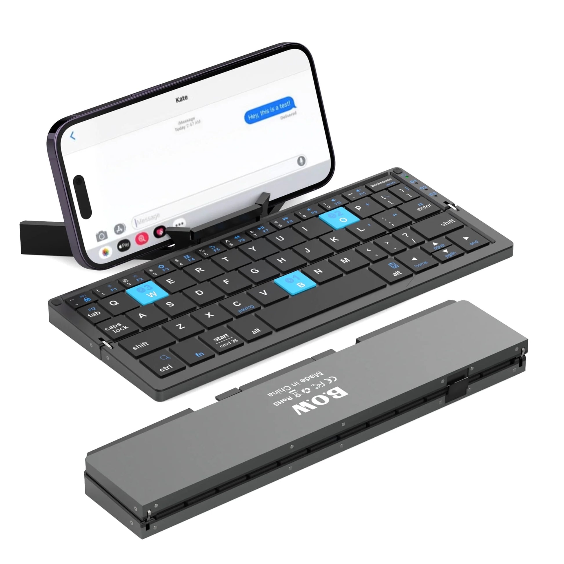 Foldable Bluetooth Keyboard with Magnetic Stand,Mini Keyboard for Tablet,Phones.Travel(Black）